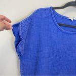 easel  Gauze Cap Sleeve Oversized Pocket Tee Blue/Purple Size Small Photo 2