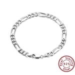 Boutique NEW Unisex Rhodium Plated 925 Sterling Silver Figaro Chain Bracelet, 8” Photo 1
