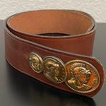 Rare Vintage 50’s GARAY Topgrain Cowhide Brown Leather Roman Coins Belt Size 28 Photo 8