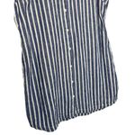 Lounge Beach Lunch Dress Womens L Linen Striped Shirt Embroidered Floral Blue Photo 6