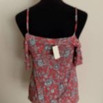 Aeropostale  Womens Size Small Pink Floral Cold Shoulder Short Sleeve Blouse NEW Photo 2