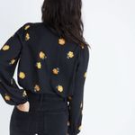 Madewell  Bubble Sleeve Wrap Top in Floating Florets, Black with Yellow Flowers Photo 1