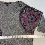 Desigual Graphic T-Shirt Floral Print 3/4 Sleeve Top Heather Gray L Photo 1