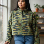 Urban Outfitters  Cropped 1/4 Zip Fleece Pullover Womens Jacket Size Small
Camo Photo 0