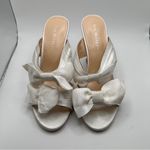 Dee Ocleppo Bow Satin Wedge Sandals 2404 white size 8.5 slip on heel Photo 2