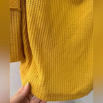 EXPRESS Umgee Top Size Large Mustard Yellow Waffle Knit Dolman Sleeve Oversized NWT Photo 1