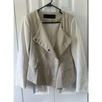 ZARA  White & Beige Linen Motorcycle Jacket Photo 1