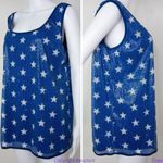 Ashley Stewart NEW Sequin Stars Scoop Neck Tank, White on Blue, 1X Photo 2