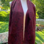 Vintage Field Manor Cashmink Scarf Black Red Fringe Made in Germany Photo 2