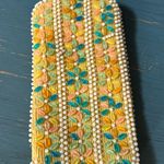 Source Unknown Vintage 1970s Yellow Floral Beaded Sunglass Case Photo 0