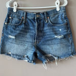 ZARA Women’s High Rise Gray Black Denim Paper Bag Distressed Jean Shorts Size 6 Photo 0