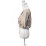 Lamarque Beige Cropped Leather Jacket with Short Sleeves, Small Silver Photo 2