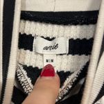 Aerie  WOMENS STRIPED WAFFLE TOP BLACK WHITE SEMI CROPPED MEDIUM Photo 1