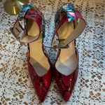 None Chic Floral Red and Black Women's Heels Photo 1
