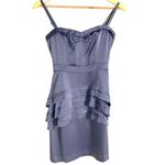 BCBGMAXAZRIA  Aurelia Tiered Satin Cocktail Dress Peplum 0 Gray HOCO Black Tie Photo 1