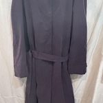 Classic Dark Plum Trench Coat with Belt Purple Size L Photo 0
