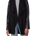 Fifteen Twenty Faux Leather Contrast Jacket in Black Medium as-is Photo 2