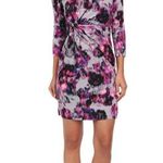 NYDJ Mini Dress Sylvia Berry Tweed V-Neck Side Twist Slimming Size 4 PETITE NEW Photo 0