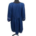 Sundance  Catalog Embroidered Peasant Caspian‎ Breeze Dress Size Medium Linen Bl Photo 5