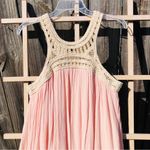 Chelsea and Violet  Dress Womens Medium Pink Maxi Gauzy Crinkle Crochet Neckline Photo 9