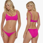 PilyQ  Athena Full Coverage Bikini Bottoms Swim Pink Lady Size‎ Large Photo 1
