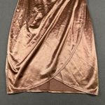 Lulus Dress Womens Medium Satin Surplice Wrap Cocktail Spaghetti Strap Party Gold Photo 1