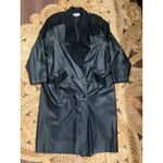American Vintage Vintage Diana Marco 80s Woman’s Leather Trench Coat Black Witchy Grunge size 20 Photo 2