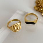 Black band ring Gold ring minimalist ring band ring stacking ring midi ring signet ring black ring Photo 1