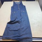 Territory by Sportables Vintage Denim Maxi Dress Button Front Pockets Size S Blue Photo 5