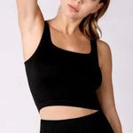 NIKIBIKI New Black Ribbed Square Neck Crop Top Photo 0