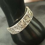 Sterling Silver  Granulated Oxidized Scroll Cuff Bracelet Vintage Photo 4