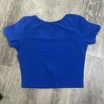 None Cropped Cap Sleeve TShirt Blue Size Small Photo 2