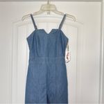 Jessica Simpson New  XS Denim Wide Leg Smocked Bodice Adjustable Straps Jumpsuit Photo 3
