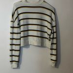 SO  Women's Crew Neck Sweater - White and Gold Stripes Photo 1