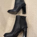 Tory Burch Black Leather Ankle Booties Block Heel Side Zip Designer Photo 6