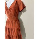 Abercrombie & Fitch Abercrombie Fitch Tiered Wrap Dress Short Flutter Sleeve Orange NWT Size L Photo 3