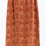 Talbots  100% silk Red and Gold Paisley Maxi Skirt Size 10 Photo 0