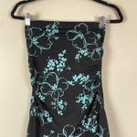 City Triangles VTG Y2K  Black Floral Strapless Ruched Shark Bite Hem Midi Dress S Photo 1