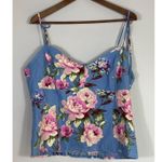 Gap XL Blue Floral Linen-Blend Smocked Back Tank Top NWT Photo 0