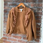 Sarah Spencer Wool Angora Ruffle‎ Cardigan Burnt Orange Sweater Size S Photo 0