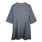 Isabella Suits Denim Studded Collar Trench Coat Jacket 3/4 Sleeve Women Size 6 Blue Photo 1