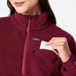 FIGS On-Shift High Pile Fleece Pullover Jacket in Deep Cranberry, Size X-Small Photo 5