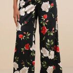 Lulus  black floral satin pants Photo 0