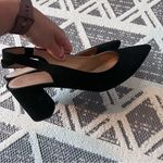 Lewit Black Suede Adriana Slingback Leather‎ Pump Size 9 Photo 3