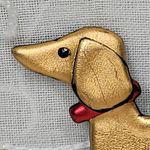 Vintage Dachshund Pin 3" Gold Tone Handmade Wiener Dog Brooch‎ Lapel Stick Photo 3