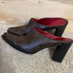 Women's Donald Pliner Western Mules 7.5 Embossed Slip On Shoes Brown Photo 2