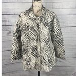 Chico's 2 Jacket Women L Zebra Button Front Collar Linen Blend Lightweight Pocket Photo 0
