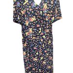 Leslie Fay Vtg 90s  Maxi Secretary Dress Navy Blue Floral Cottagecore 14 pockets Photo 0