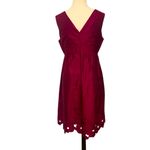 Adrianna Papell  Maroon Sleeveless V-neck Silk Cocktail Dress Elegant Size 10 Photo 1