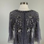 Adrianna Papell  Beaded A-Line Short Sleeve Long Evening Gown Purple Size 4 Dress Photo 7